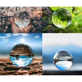 ChezMax Crystal Glass Sphere Ball with Stand Decorative Ball Crystal Photography Prop Decoration Art Decor for Home Office
