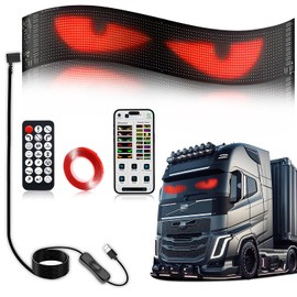 GSOWO Upgrade Devil Eyes Light, 14.7''x3.6'' Full Color Big Eye Flex Signs for Windshield, Programmable LED Display for Car, Scrolling Led Light Sign for Car Window, 1 PC
