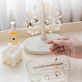 LAKYMIE Jewellery Stand Jewellery Tree Jewellery Holder Jewellery Storage Chain Stand with Storage Box for Necklaces Earrings Bracelets Rings