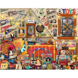 Vintage 50's Toy Room Collector Art Collection 1000 Piece Jigsaw Puzzle