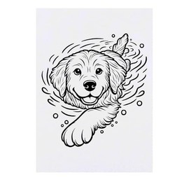 'Golden Retriever Swimming' Temporary Tattoo - Water Resistant, Skin-Safe, Non-Toxic Transfer (TO00078083)