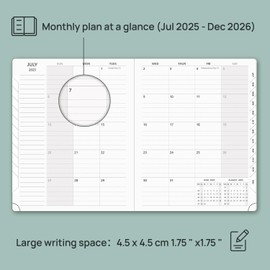 POPRUN 2025-2026 Monthly Planner (B5 8.5" X 10.5"), 18-Month Calendar Book (Jul.25 - Dce.26) with Monthly Tabs, Hardcover, Inner Pocket, 100GSM Thick Paper - Pacific Green