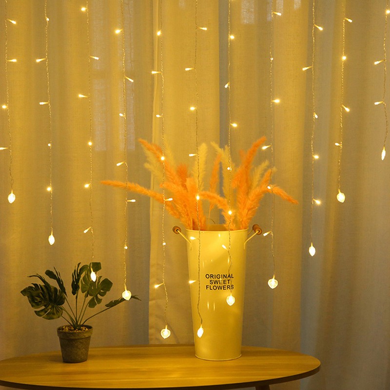 Waterproof Loving Heart Shape LED Light String Window Curtain Lamp