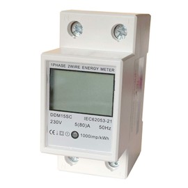 JVJ Electricity Meter LCD Top-Hat Rail 1 Phsig Phase 5 (80) A 230 V Meter Energy Meter Watt Meter KWH