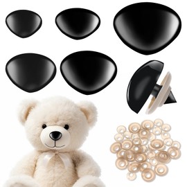 JIYIN Pack of 25 Safety Noses for Crochet Animals, 15/18/22/24/30 Safety Noses for Cuddly Toys, Plush Toys, Plastic Safety Noses with Washers for Dolls, Plush Toys, DIY Crafts