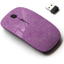 2.4G Wireless Mouse with Cute Pattern Design for All Laptops and Desktops with Nano Receiver - Rose Pink Floral