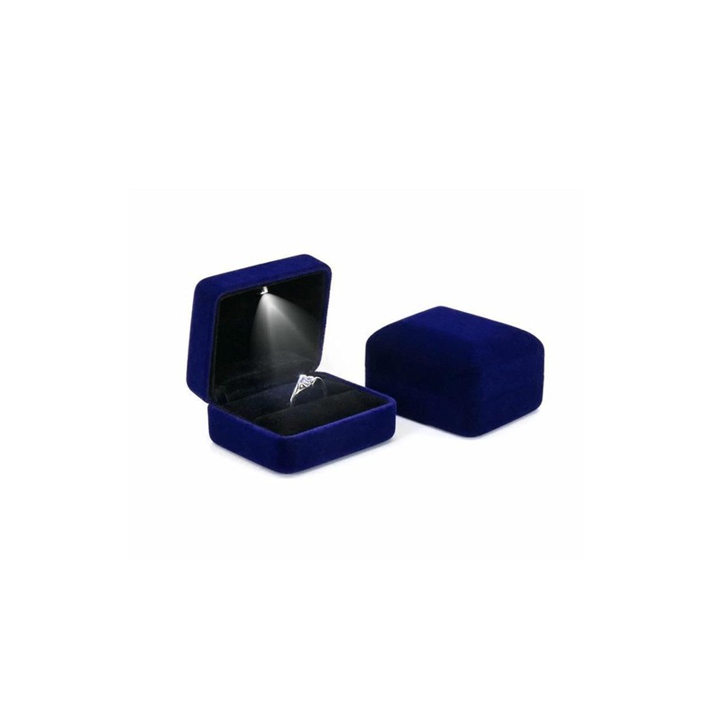 DELALO® Ring Box with LED Light, Velvet Ring Box with