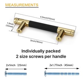 goldenwarm 10 Pack Kitchen Cabinet Handles Gold&Black Drawer Pulls 3 inch Cabinet Pulls Kitchen Bathroom Door Handles Cupboard Handles 76mm Center to Center