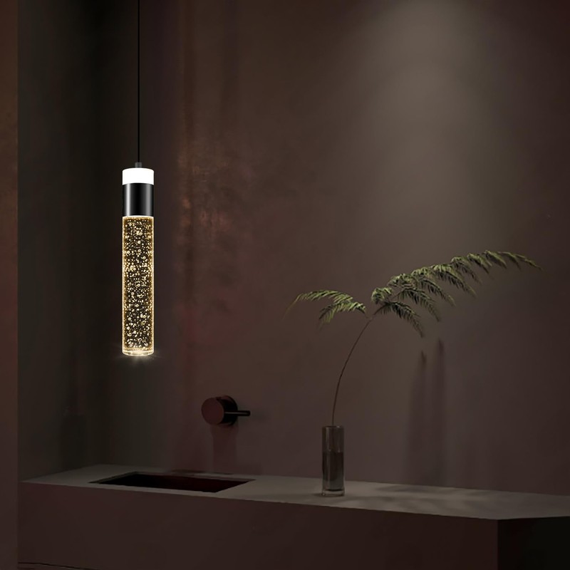 IDEQUY Modern Mini Crystal Pendant Light for Kitchen Island Bedroom