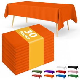 Niuara Orange Plastic Table Cloth - 30 Pack 54" × 108" Rectangle Disposable Tablecloths for 6FT Tables, Waterproof Table Cover for Party, Holiday & Gathering Use