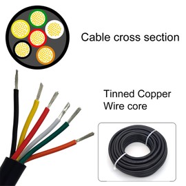 22AWG UL2464 Power Cable Flexible Stranded Electrical Wire LED Red & Black & Yellow & White & Green & Orange 6 Conductors 22Gauge 6cord 25ft