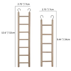 2pcs Bird Wooden Ladder Bird Ladders Wooden Ladder for Bird Cage Parrot Ladder Climbing Toy Birdie Basics (5 & 7 Step)