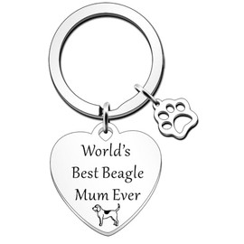 JETTOP Beagle Mum Gifts-World's Best Beagle Mum Gift Dog Mum Beagle Mum Keychain Friend Funny Gifts for Birthday Christmas Mothers Day Beagle Mum Keyring