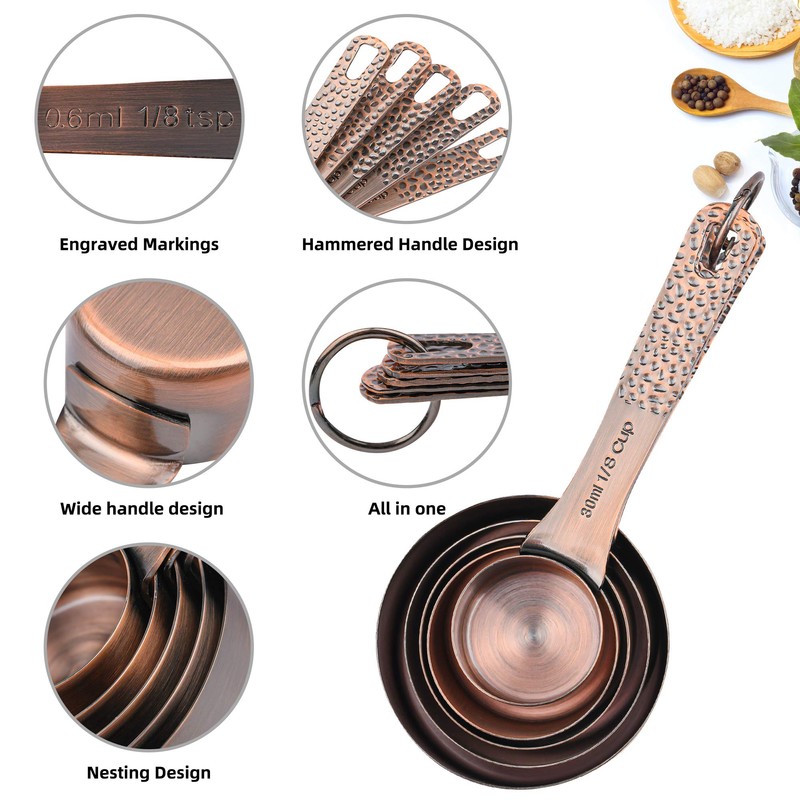Smithcraft Measuring Cups and Spoons Set 12, Copper Measuring Cups