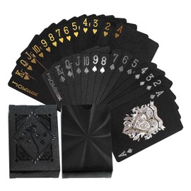 CYNOSURETECH 2 Decks of Black Playing Cards, 54 Cards Each, Plastic Playing Cards, Waterproof Playing Cards, Card Game Set, Card Game Set, For Home, Party, Dinner Games