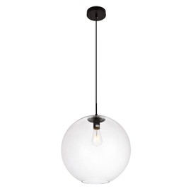 Elegant Lighting Placido Collection Pendant D15.7 H16.5 Lt:1 Black and Clear Finish