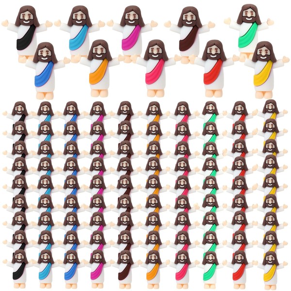 Voopurbic 100 Pcs Mini Jesus Figurines Bulk, Multi-Colors Little Jesus