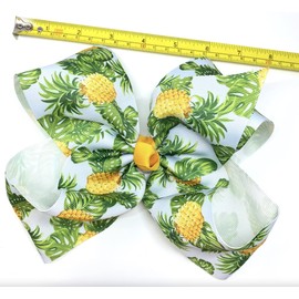 BOWS BOWS 8" Inches Jumbo Handmade Grosgrain Ribbon HairBow Alligator Clip Pineapple Woman Girls Bows Hairclip (Green)