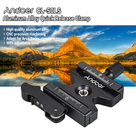 Eacam CL-50LS Aluminum Alloy Quick Release Clamp with Adjustable Lever Knob-Type 1/4 inch & 3/8 inch Screw Hole Compatible for Arca Swiss Standard Quick Release Plate Ball Head Tripod
