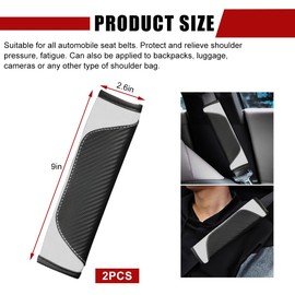 povtii 2 PCS Car Seat Belt Cover, Carbon Fiber Leather Auto Seat Belt Pads Cover, Safety Seatbelt Shoulder Strap Covers Protect Your Neck and Shoulder, Universal Car Accessories (Black+White)