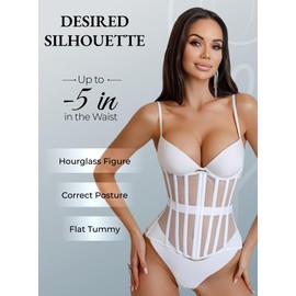 Mesh Corset Waist Trainer for Women - Underbust Corset Lace Up - Waist Cincher Shapewear - Body Shaper, White 2, XX-Large