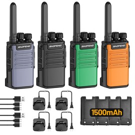 Walkie Talkies Long Range for Adults,Rechargeable Walkie Talkie FRS Radio Baofeng 4 Pack Waki Taki Walkie-Talkie 1500mAh, Flashlight, USB-C Charger BF-V8 for Hunting Camping Cruise
