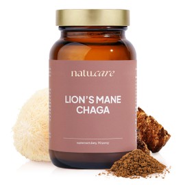 natu.care Lion's Mane & Chaga Powder Extract - Lions Mane Mushroom, Hericium Erinaceus High Dose 1500 mg per Daily Dose - Laboratory Tested Vegan Adaptogen - 90 Servings