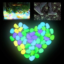 Ruiuzioong Luminous Stones, Pack of 100 Luminous Stones, Pebbles, Fluorescent Pebble Stones for Aquarium, Garden, Children's Room Decor (100 Pieces, Colourful)