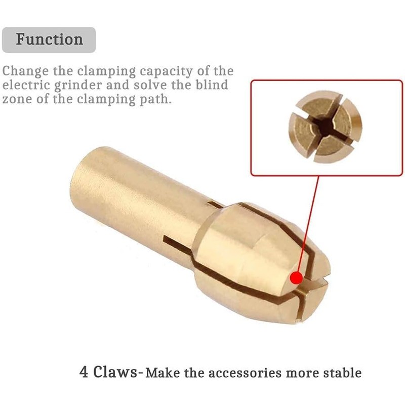 10 Pieces Assorted Sizes Brass Collet for Rotary Tools includes