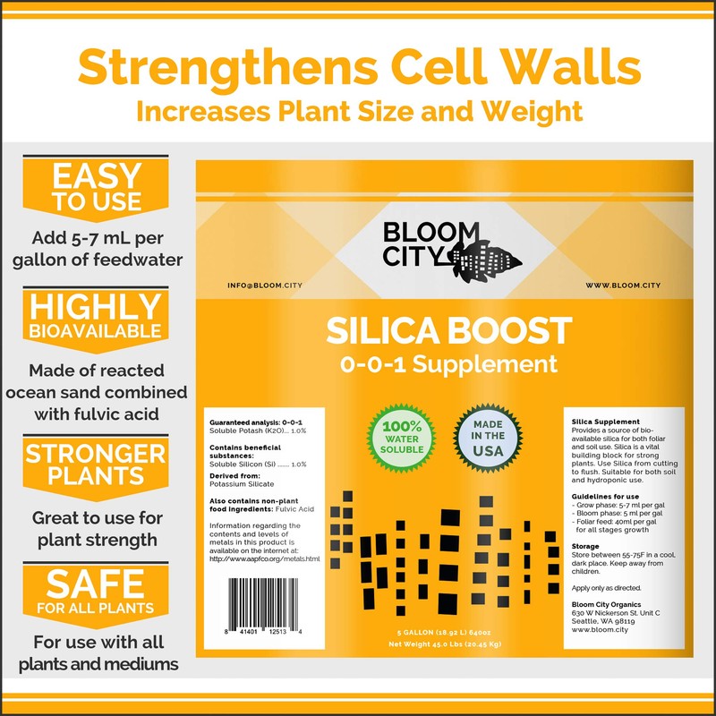 Bloom City Liquid Silica Boost Fertilizer and Supplement, 1/2 Pint