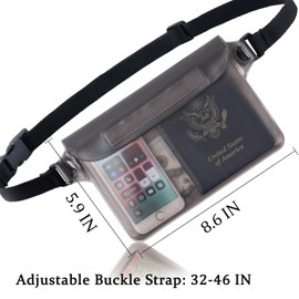 CADONO 2-Pack Waterproof Pouch with Adjustable Waist Strap | Screen Touch Sensitive Dry Bag, Keep Your Phone and Valuables Dry, Perfect for Swimming Kayaking Boating Fishing Beach Diving (Clear+Blue）