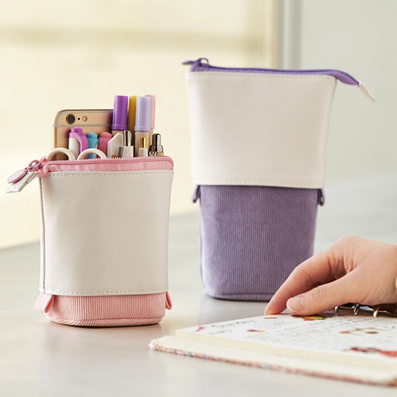 Pencil Case Stand Up Pen Holder Cute Telescopic Pen Case