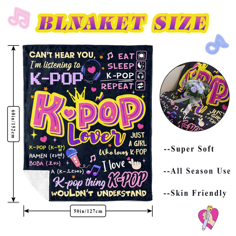 Uckoq Kpop Gifts for Teens Girls Women, Kpop Soft Throw