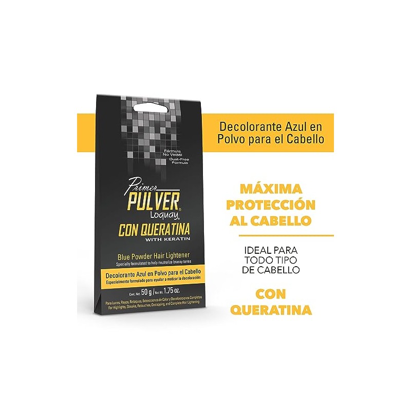Loquay Pulver Decolorante con Queratina, Azul, 50 g