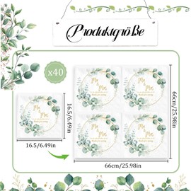 Snyvpra Pack of 40 Wedding Napkins, 3-Ply 33 x 33 cm, White Love Mr & Mrs, Elegant Wedding Napkins with Eucalyptus Design, Perfect for Wedding Table Decoration and Celebrations
