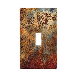 Copper Color Print Vintage Single Toggle Light Switch Cover Decorative Bronze Plastic 1 Gang Wall Plate Electrical Outlet Plates Faceplates Wallplate for Farmhouse Bathroom Kitchen Accessories