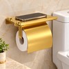 Stainless Steel Toilet Paper Holder with Shelf, Wall-Mounted Bathroom Tissue