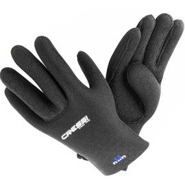 Cressi High Stretch Gloves -Unisex 5-Finger Diving Gloves made of Soft, Single-lined, High-strength Neoprene, 3.5mm, Black/Blue Logo, L