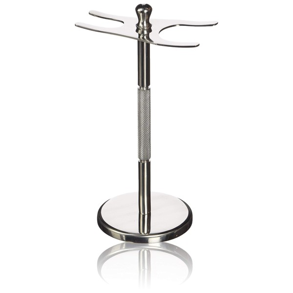 Taconic Shave, Deluxe 100% Stainless Steel Safety Razor & Shaving Brush Stand