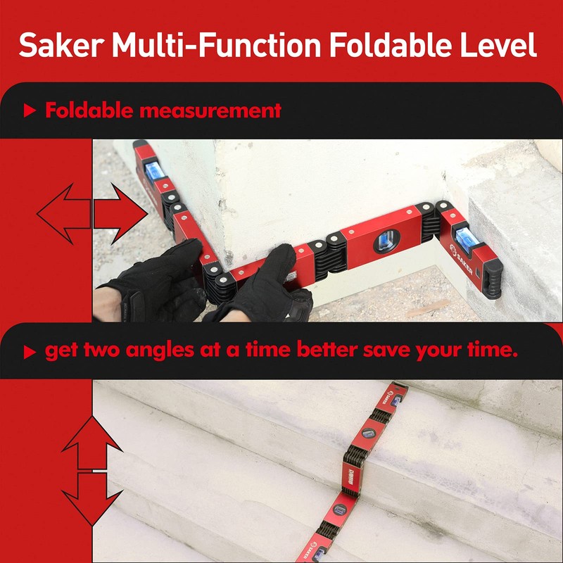 Saker Multi-function Foldable Level, 28-Inch Leveler Tool,Gifts for Men,Multi-Angle Measurement