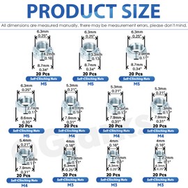 Glarks 220pcs M3 M4 M5 Zinc Plated Self Clinching Nuts Kit, Carbon Steel Round Head Rivet Nut, Knurled Self-Clinching Nut Fastener for Machinery Electrical Products, Industry