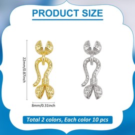 CRAFTYMELODY 20Pcs Knot Cover 18K Gold Platinum Bead Tips Clamshell Knot Cover S-Hook Clasps Cord End Caps for DIY Craft Earring Bracelets Necklace Jeweley Making Accessory Supplies