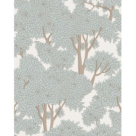 Tree Peel and Stick Wallpaper - Forest Jungle Waterproof Mural for Bathroom (Light, 17.7in x 6.6ft)