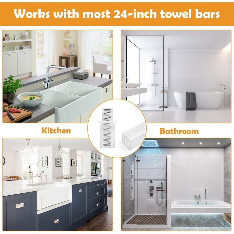 Showingo 24 Inch Clear Replacement Bathroom Towel Bar with Adjustable
