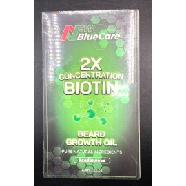 New BlueCare Blue Care 2X Concentration Biotin BEARD GROWTH OIL - Sandalwood, 2oz,