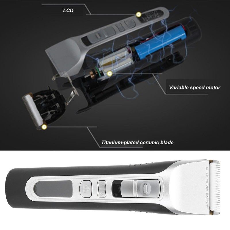 Men Electric Hair Clipper Cutter LCD Display Guide Combs Hair
