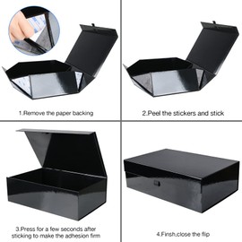Aimyoo 3 Pack Black Collapsible Gift Box with Magnetic Closure Lids & Rope for Easy Opening 13.8x9x4.3, Bridesmaid Groomsman Proposal Boxes, Rectangle Storage Present Boxes