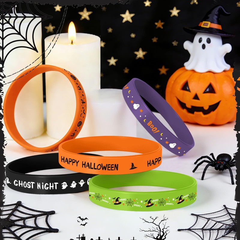 Mersper 60Pcs Wicked Silicone Bracelets Ghost Rubber Wristbands, Classroom Prizes