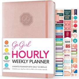 GoGirl Weekly Schedule Planner – Hourly Work & Life Planner with Time Slots – Vertical Agenda Organizer for Daily Productivity, A5 (Rose Gold)