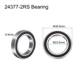 sourcing map 2pcs 24377-2RS Deep Groove Ball Bearings 24x37x7mm Chrome Steel Bearing Double Rubber Shielded Precision Bearings, P5 (ABEC 5)
